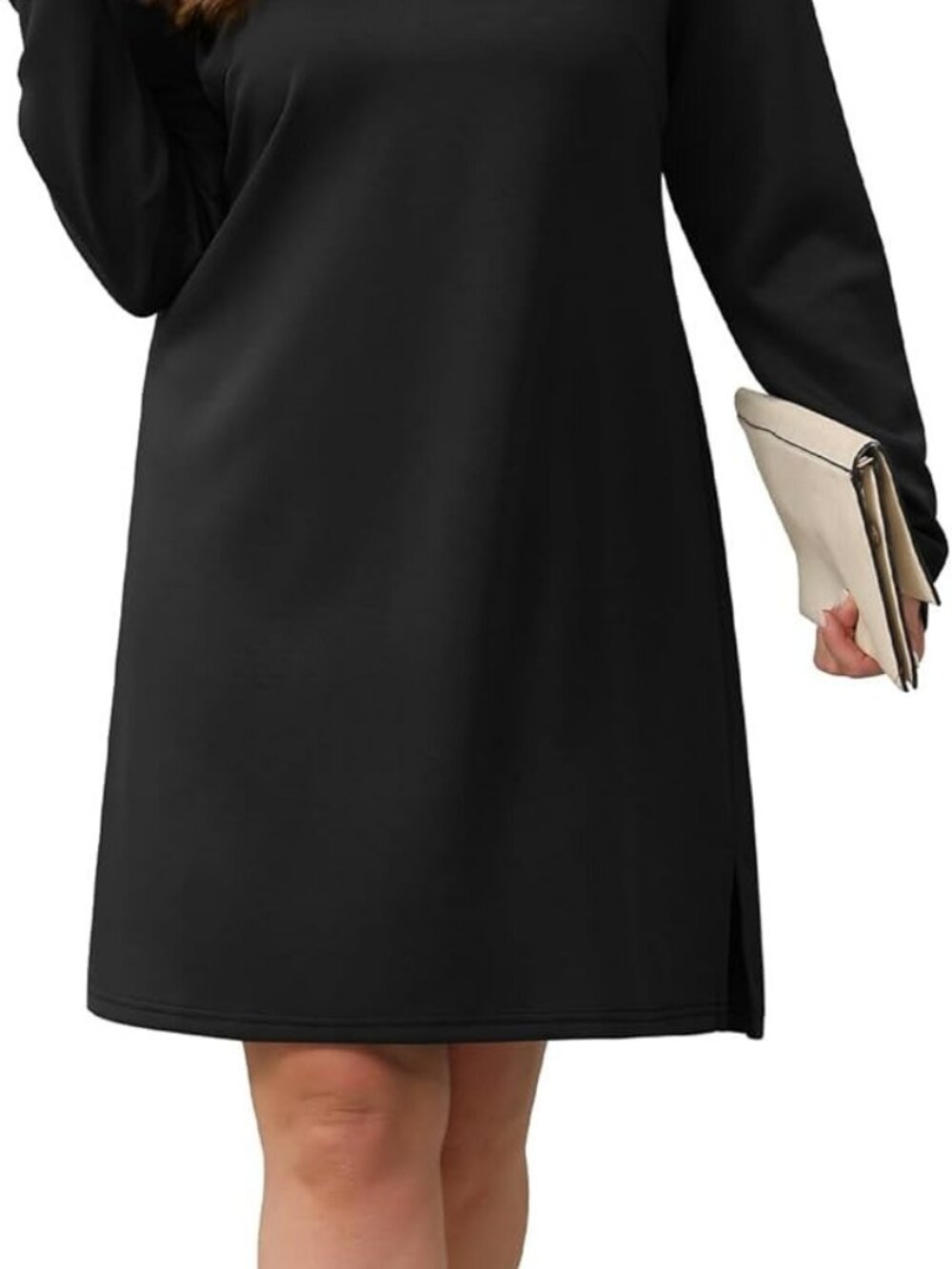 Dresses for Women 2025 Casual Long Sleeve V Neck Tshirt Dress Side Split Fashion - Picture 4 of 5